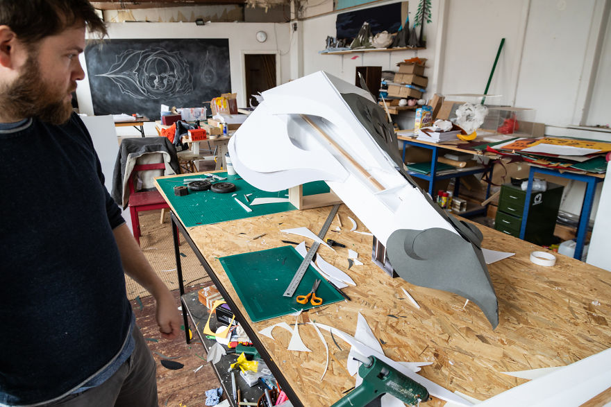 On Monday Morning, We Arrived At Work To Find A Fire-Breathing Dragon Built With 1200 Paper Sheets On Monday Morning, We Arrived At Work To Find A Fire-Breathing Dragon Built With 1200 Paper Sheets