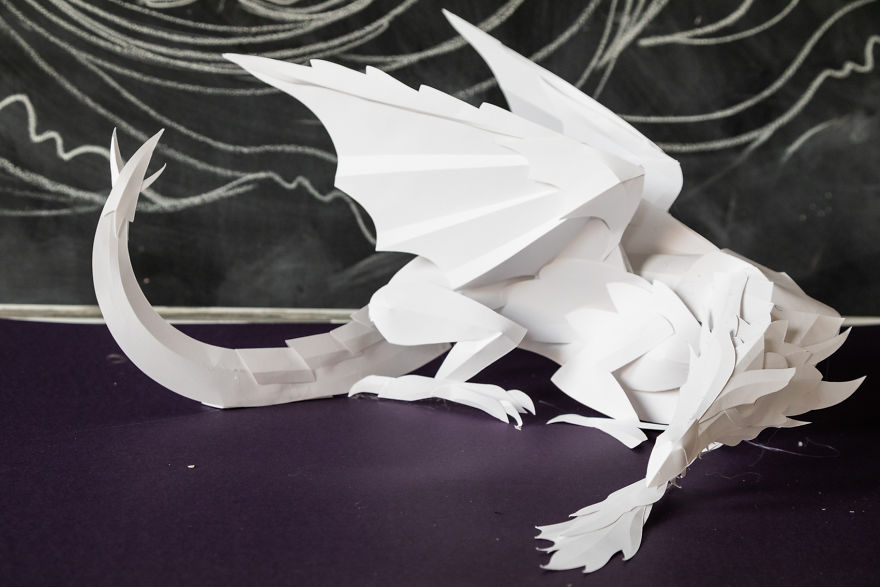 On Monday Morning, We Arrived At Work To Find A Fire-Breathing Dragon Built With 1200 Paper Sheets On Monday Morning, We Arrived At Work To Find A Fire-Breathing Dragon Built With 1200 Paper Sheets