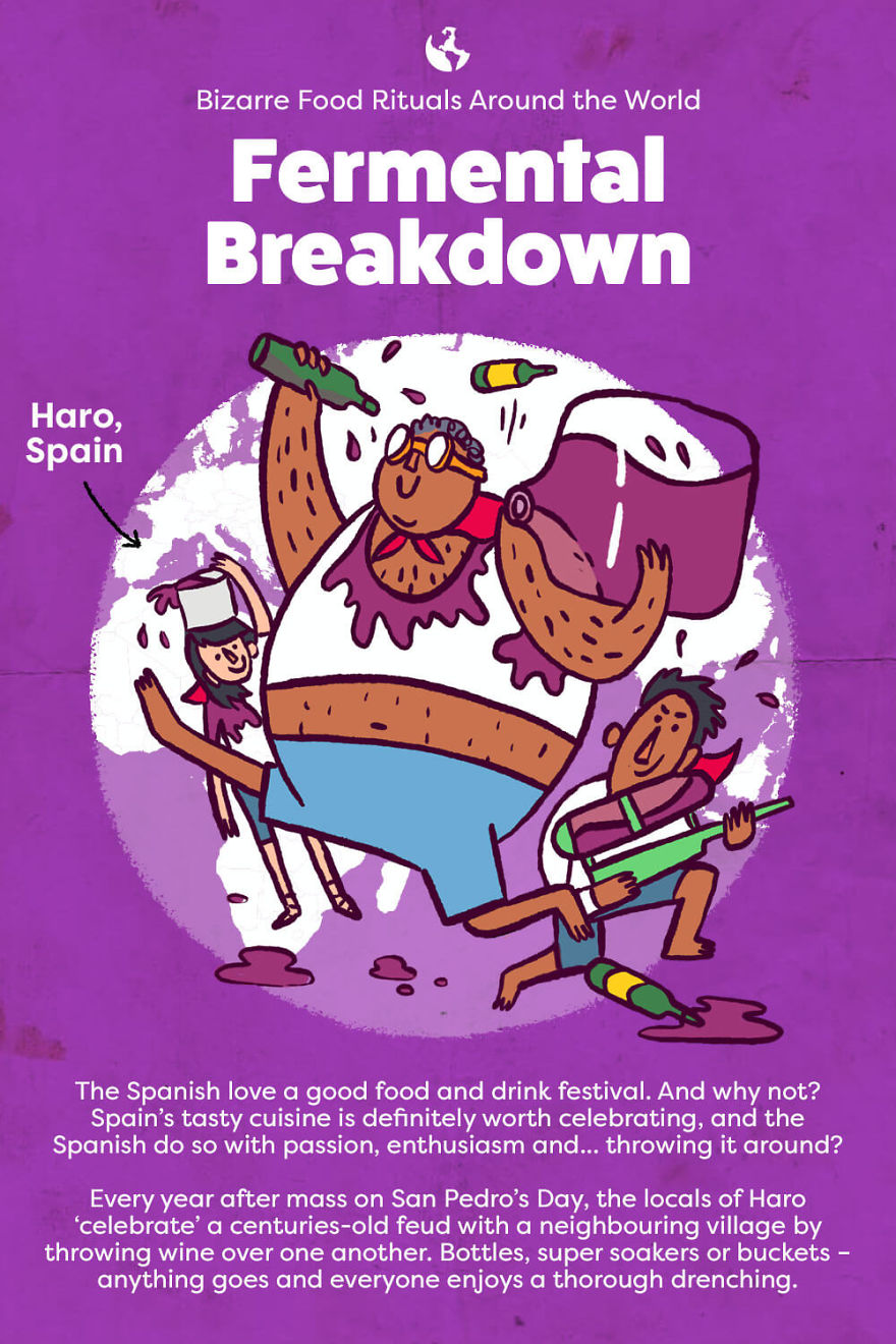 We Illustrated The Most Bizarre Food Rituals And Traditions From Around The World (7 Pics)