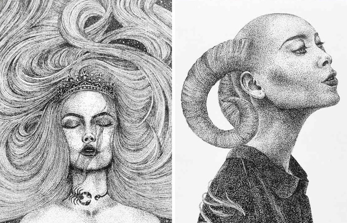 I Spent An Entire Year Creating Zodiac Signs As Beautiful Ladies Using Only Dots