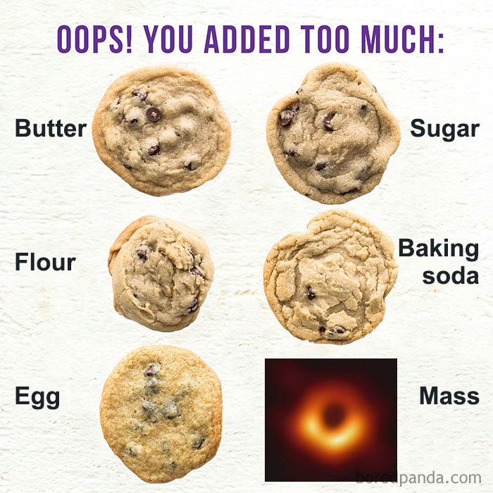Cookies compared to black hole in a funny meme.