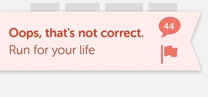 Duolingo meme with the text "Oops, that's not correct. Run for your life" and a notification bubble with number 44.