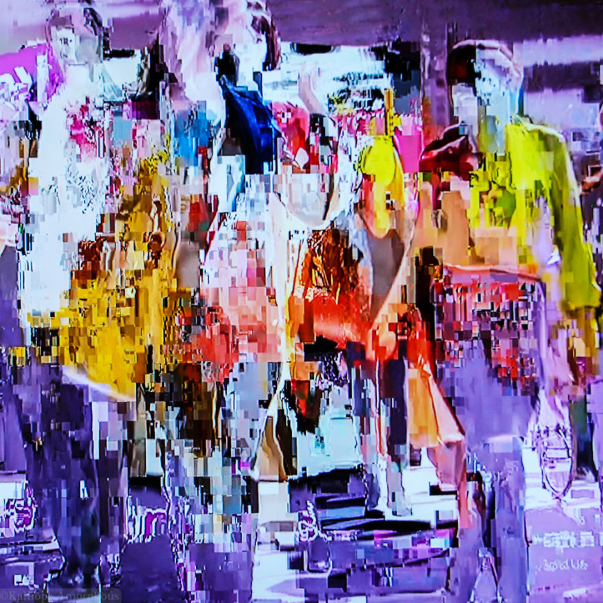 Glitch Art Created Using Interrupted Cable TV Signals