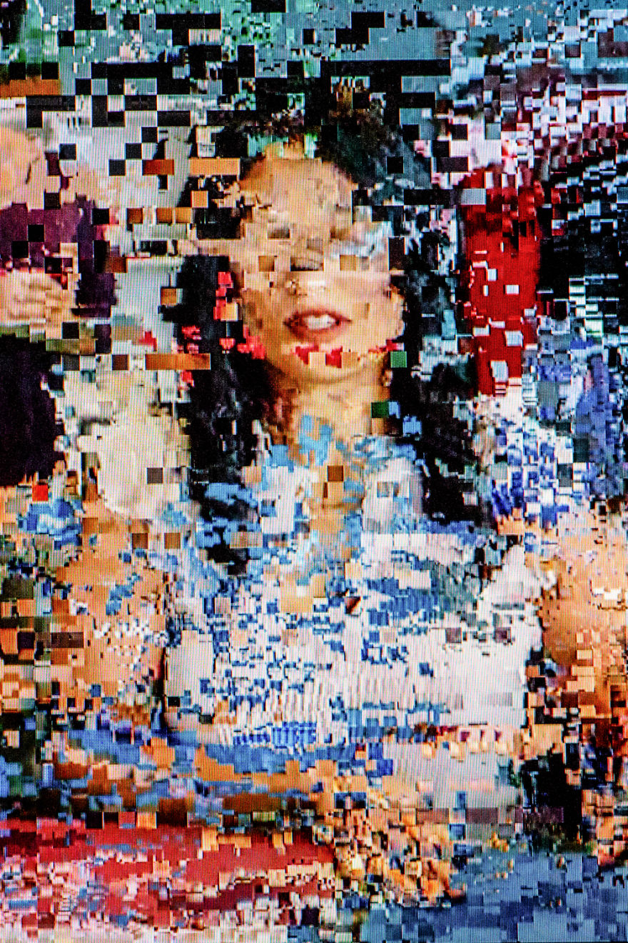 Glitch Art Created Using Interrupted Cable TV Signals