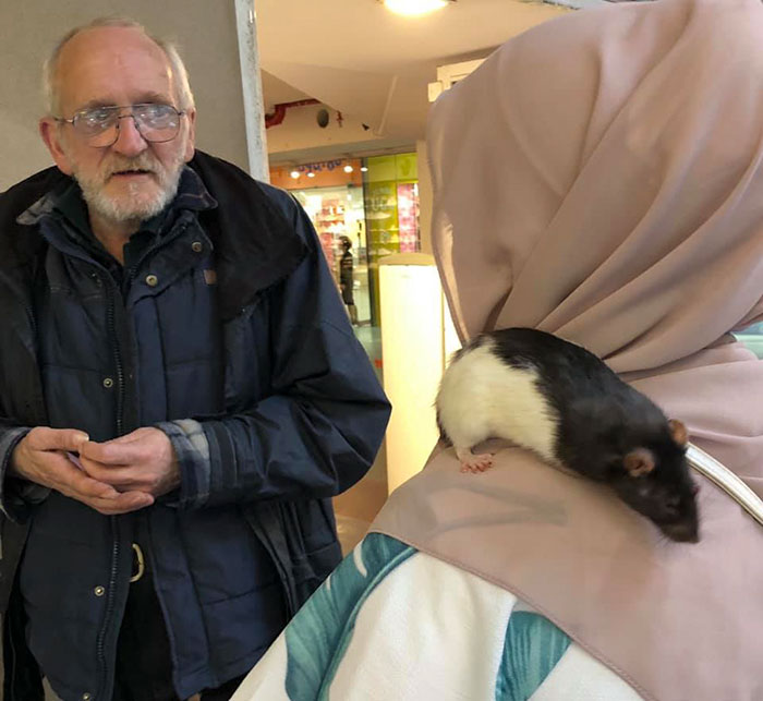 Homeless Man Asks People For Help After His Beloved Pet Rat Gets Stolen