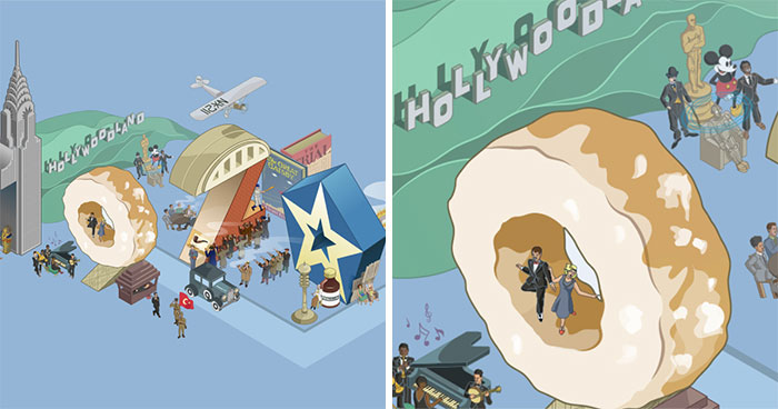 I Draw Illustrations With Symbols Of The 20s, 40s And 60s To Express My Love For Pop-Culture And History