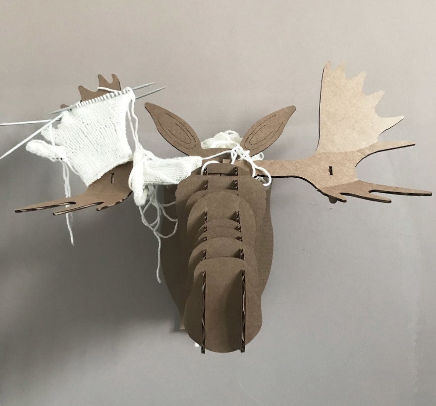 I Knit This Moose Head For A Wedding Present