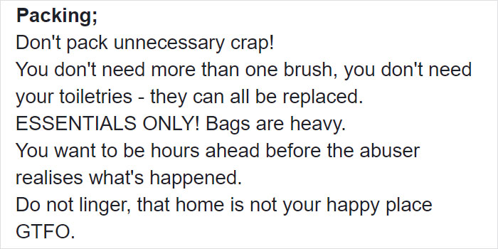 Woman Writes A Detailed Plan For Anyone Who's Trying To Escape An Abusive Partner