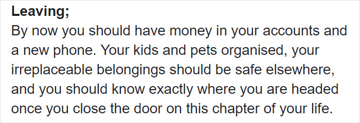 Woman Writes A Detailed Plan For Anyone Who's Trying To Escape An Abusive Partner