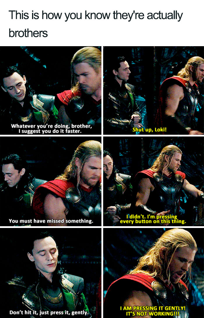 Brothers arguing in a humorous meme, showing playful sibling rivalry and banter in a cinematic setting.