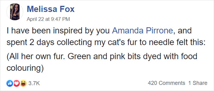 Woman Makes 'A Cat Out Of Her Cat' By Using Cat's Hair And The Result Inspires Others To Do The Same Woman Makes 'A Cat Out Of Her Cat' By Using Cat's Hair And The Result Inspires Others To Do The Same