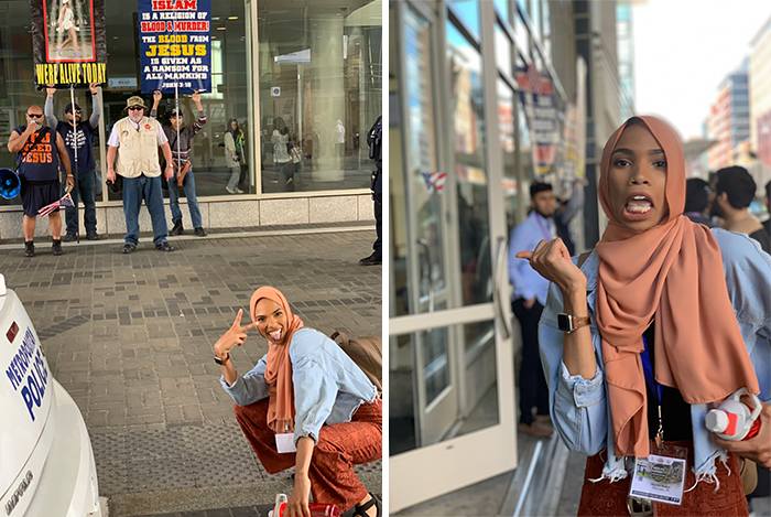 This Muslim Woman Took A Smiling Stand Against Anti-Muslim Protesters And Went Viral This Muslim Woman Took A Smiling Stand Against Anti-Muslim Protesters And Went Viral