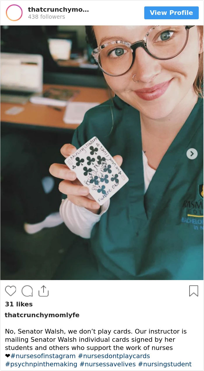 Senator Says Nurses Don’t Need Breaks As They Spend Most Of The Day Playing Cards, Nurses Respond With Sarcastic Pics Senator Says Nurses Don’t Need Breaks As They Spend Most Of The Day Playing Cards, Nurses Respond With Sarcastic Pics