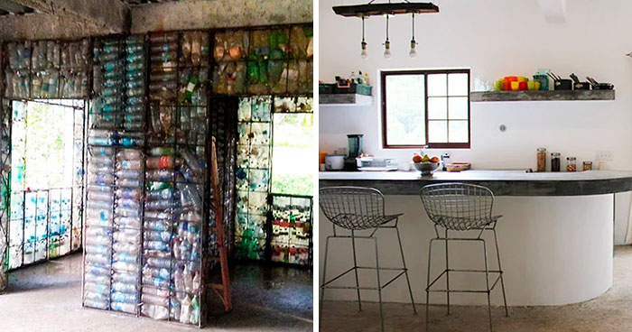 Man Builds Homes Out Of Plastic Bottles And They Look Just Like Regular Houses