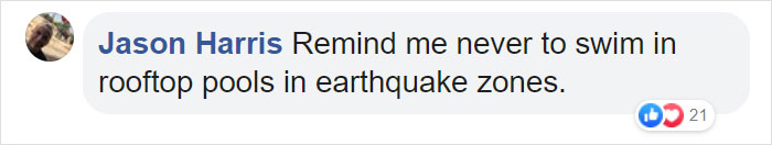 Water Cascades Down From The Rooftop Of A Skyscraper As A 6.1 Magnitude Earthquake Hits Manila