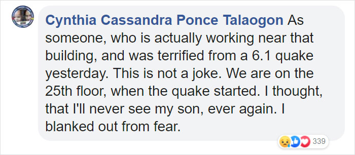 Water Cascades Down From The Rooftop Of A Skyscraper As A 6.1 Magnitude Earthquake Hits Manila