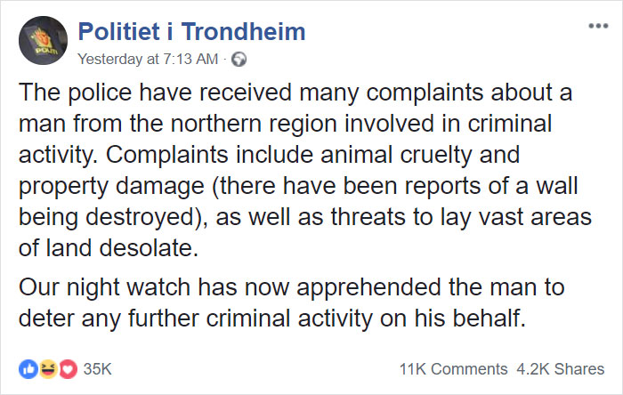 Norwegian Police Arrest The Night King For Destroying The Wall And Share His Mugshots Online Norwegian Police Arrest The Night King For Destroying The Wall And Share His Mugshots Online