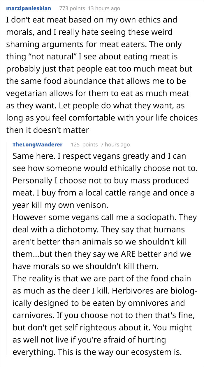 Vegan Asks People To Try Hunting Animals And Eating Them Raw In Order To See How Unnatural It Is For Humans, Gets Roasted Badly Vegan Asks People To Try Hunting Animals And Eating Them Raw In Order To See How Unnatural It Is For Humans, Gets Roasted Badly