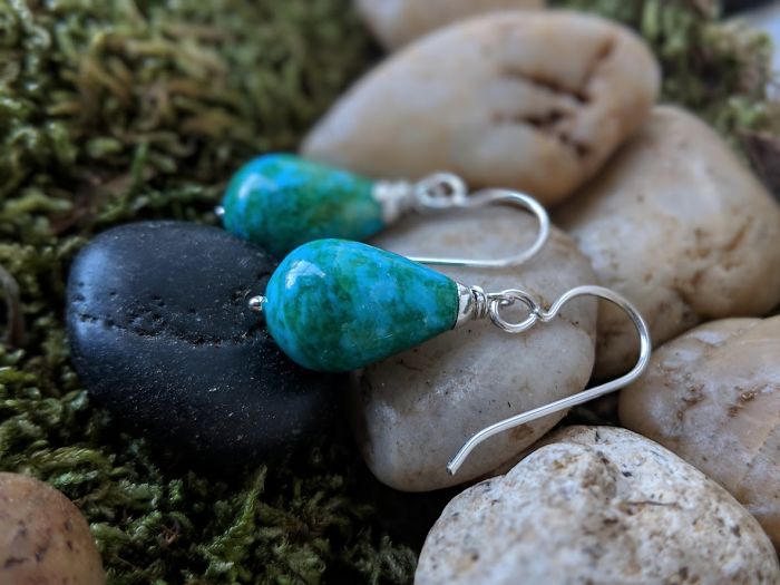 Blue-Green Jasper Gemstones With 925 Sterling Silver