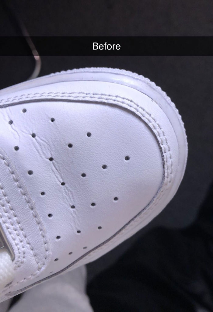 Woman Shows A Method To Remove Creases From Your Sneakers, People Try It And Post Their Before & After Results Woman Shows A Method To Remove Creases From Your Sneakers, People Try It And Post Their Before & After Results