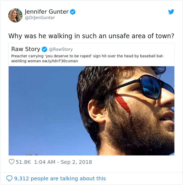 Preacher Carrying 'You Deserve To Be Raped' Sign Gets Hit With A Baseball Bat And The Comments Are Priceless Preacher Carrying 'You Deserve To Be Raped' Sign Gets Hit With A Baseball Bat And The Comments Are Priceless