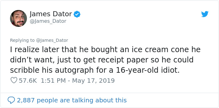 Guy Shares How Keanu Reeves Bought Ice Cream Just To Give Him An Autograph, And People Fall In Love With Him Even More