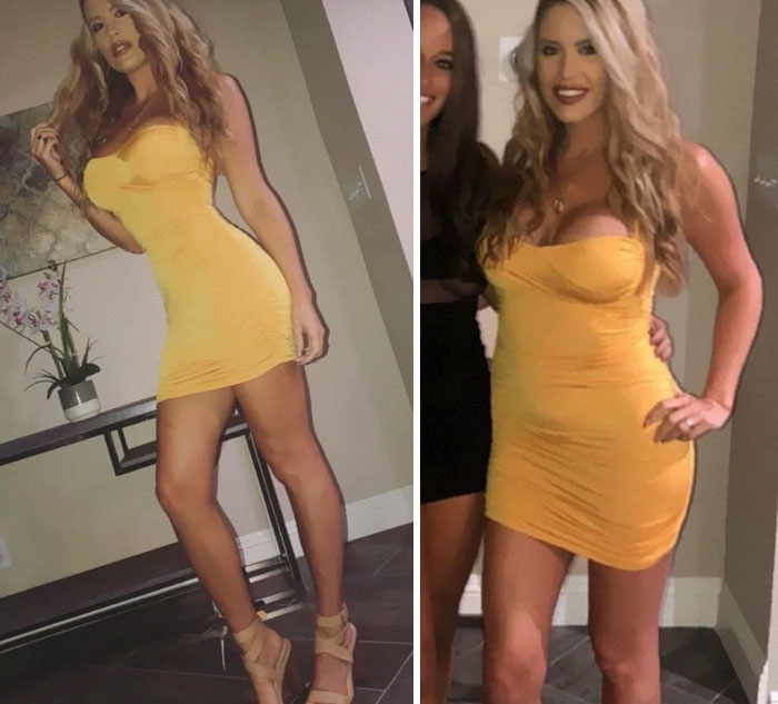 a photoshopped body (left), body without photoshop (right)