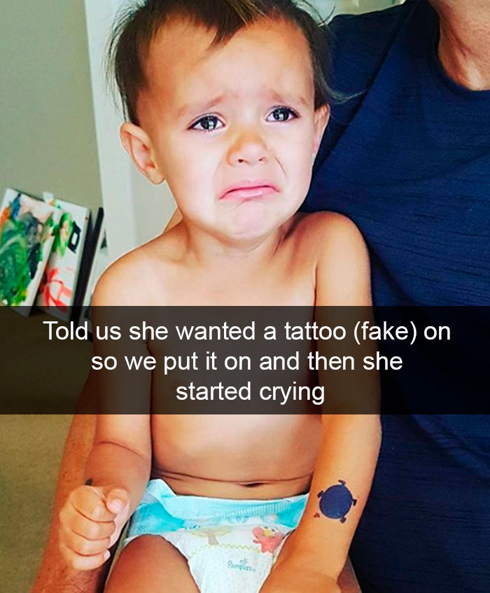 Told Us She Wanted A Tattoo (Fake) On So We Put It On And Then She Started Crying
