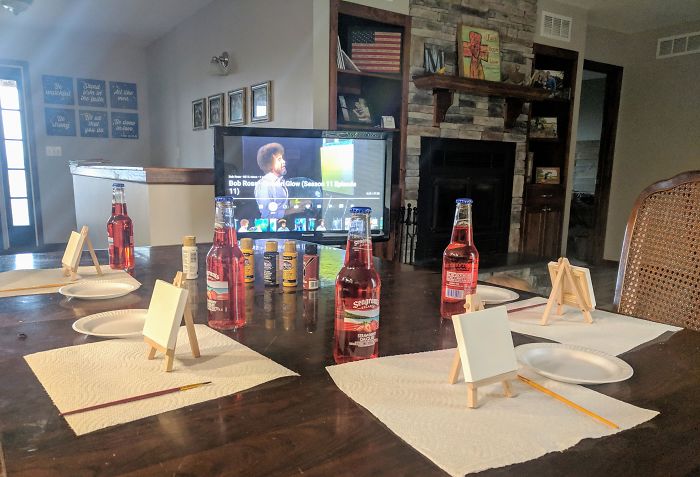 My Wife Asked If I Could Set Up A Little Cork And Canvas For Her And Her Friends. I Doubt This Is What She Meant