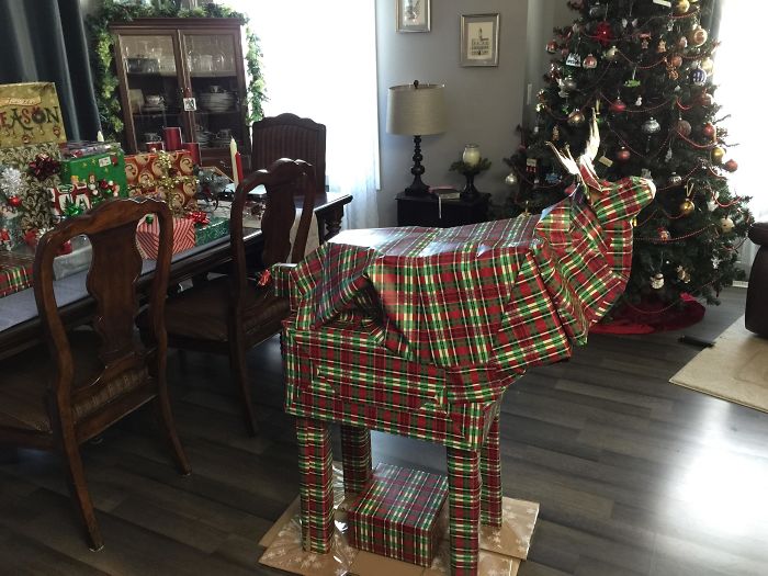 The Christmas Moose Contains 12 Gifts For My Wife. Head Is A Bit Small, But It Was All For Fun Anyhow