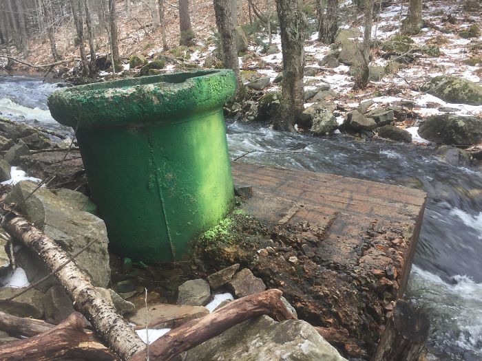This Super Mario Themed Pipe And Cement I Found In The Woods