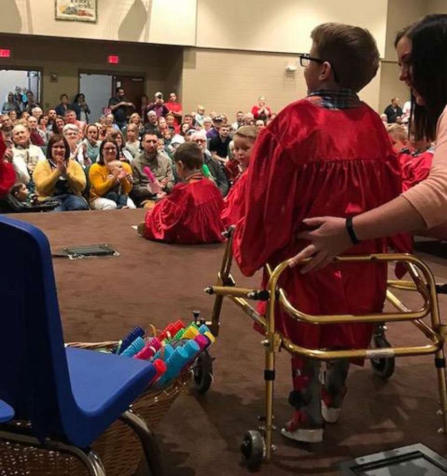 Boy With Spina Bifida Shines As He Walks For First Time At Preschool Graduation Boy With Spina Bifida Shines As He Walks For First Time At Preschool Graduation