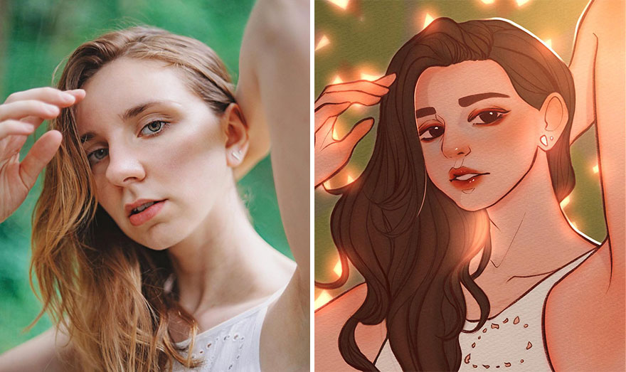 I Created My Own #drawthisinyourstyle Challenge And Asked 16 Artists To Draw My Portrait Photos In Their Style.