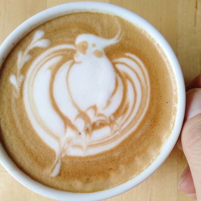 Japanese Uses His Passion For Birds And Creates Incredible Designs In Coffee