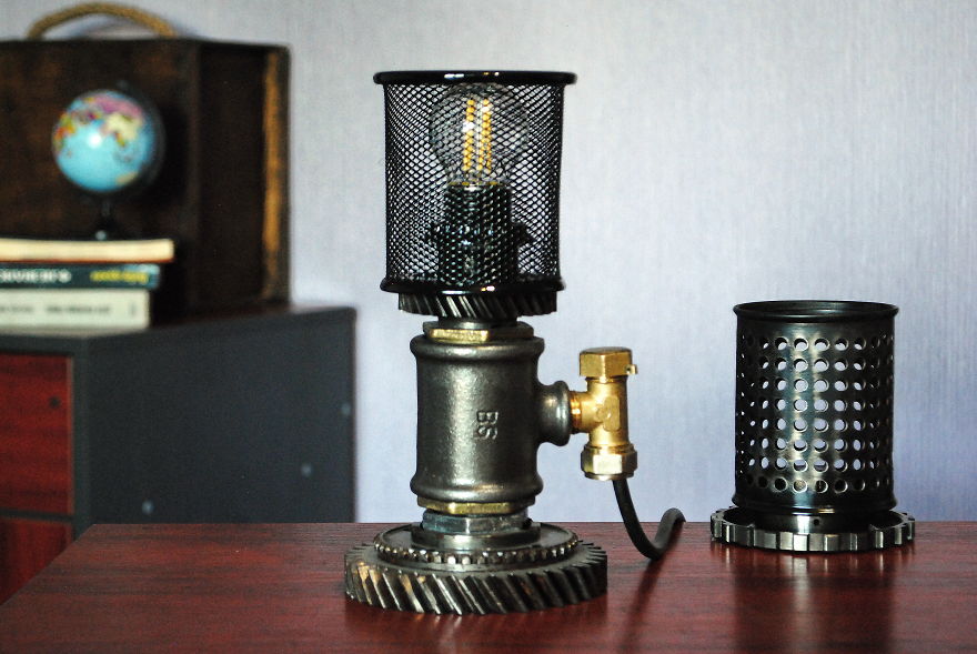 Steampunk Lamp Edison Lamp Steampunk Decor Steampunk Art Loft Lamp Home Decor Industrial Lighting Metal Table Lamp Rustic Lamp Edison Light Pipe Lamp Desk Lamp