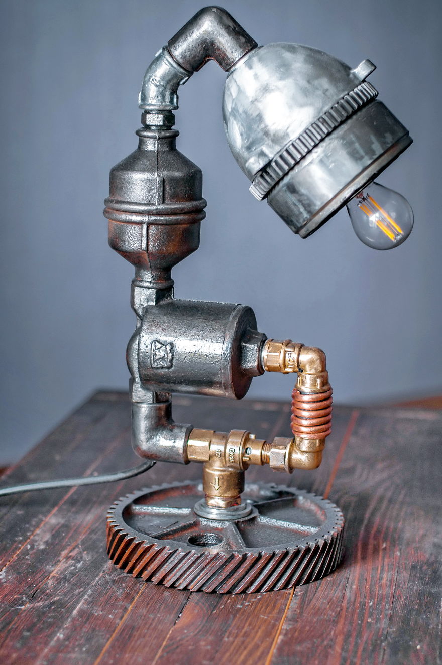 Steampunk Pipe Lamp Game Of Thrones, Targaryen Gift Metal Lamps Machine Age Lamp Edison Vintage Lamps Steampunk Loft Lamp Camshaft Lamp Ooak Gift Steampunk Fashion Lamp Loft Lamp