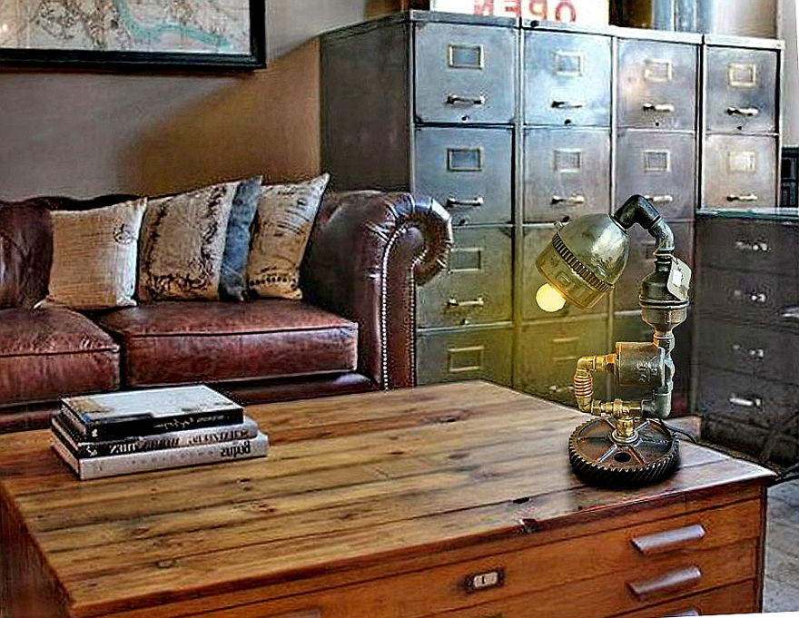 Steampunk Pipe Lamp Game Of Thrones, Targaryen Gift Metal Lamps Machine Age Lamp Edison Vintage Lamps Steampunk Loft Lamp Camshaft Lamp Ooak Gift Steampunk Fashion Lamp Loft Lamp