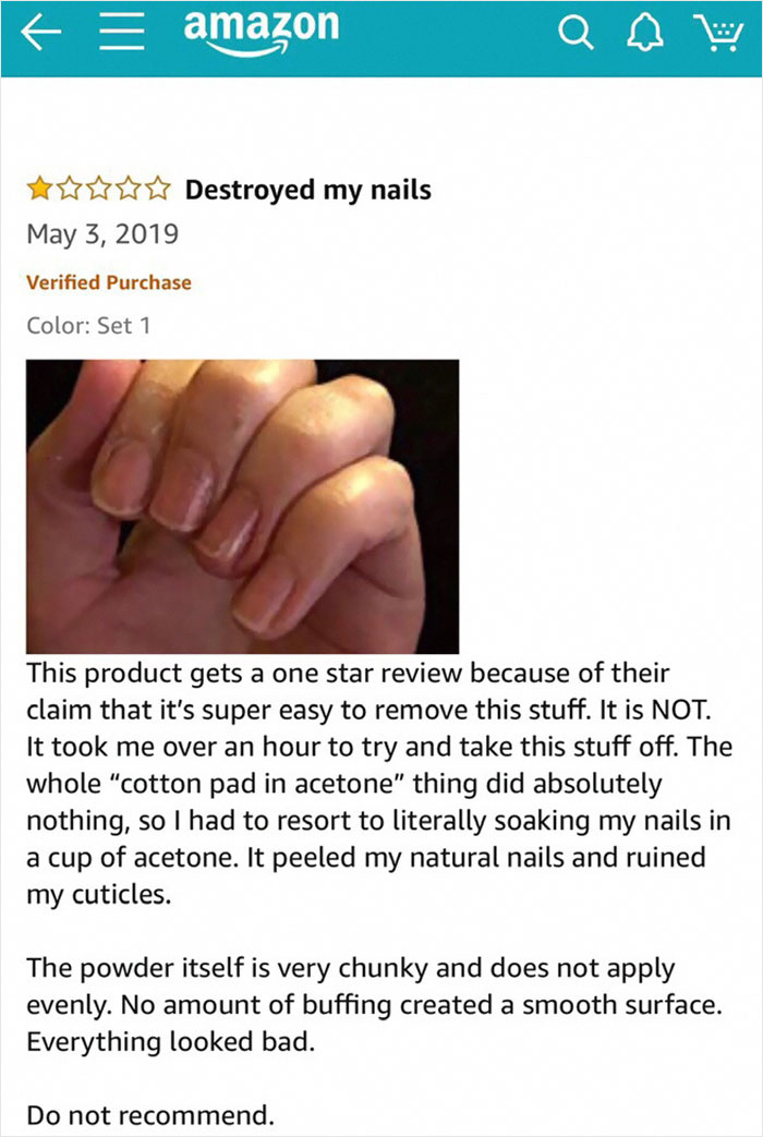 Woman Leaves 1 Star Review For Nail Powder Received From Chinese Company, They Try To Harass Her Into Changing It Woman Leaves 1 Star Review For Nail Powder Received From Chinese Company, They Try To Harass Her Into Changing It