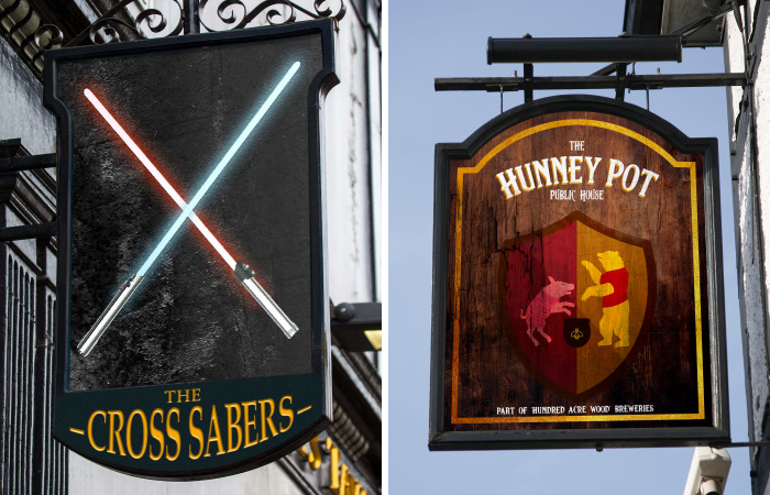 We Illustrated 7 Traditional British Pub Signs That Would Exist If TV & Movies Were Real