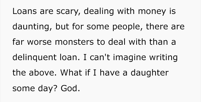 Woman Can't Make Loan Payments Because She Needs To Get Away From An Abusive Partner And This Loan Counselor Helps Her Out