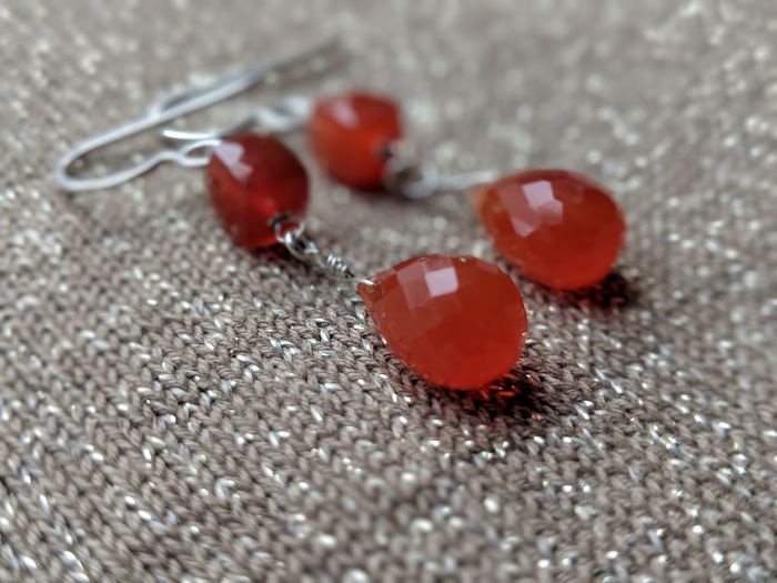 Carnelian Gemstone Earrings With 925 Sterling Silver