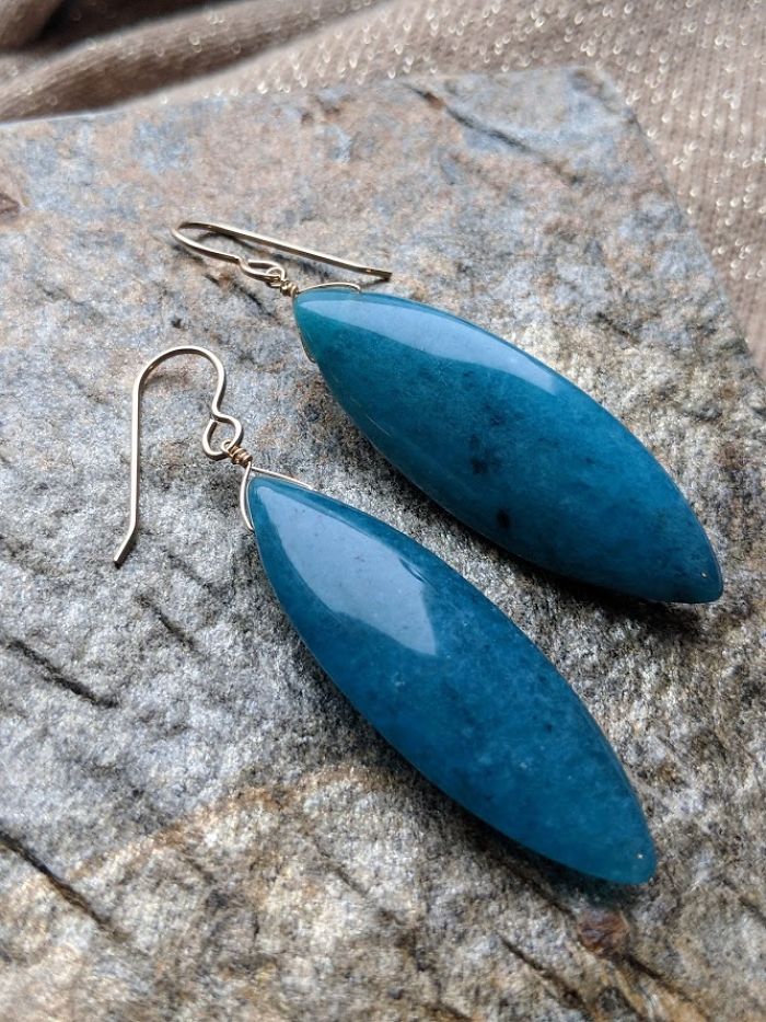 Teal Jade Gemstone Earrings With 14k Gold-Filled