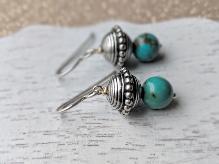 Turquoise Gemstone Earrings With 925 Sterling Silver
