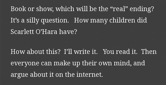 George R.R. Martin Reveals Ending In Books Will Be Different From Series Finale