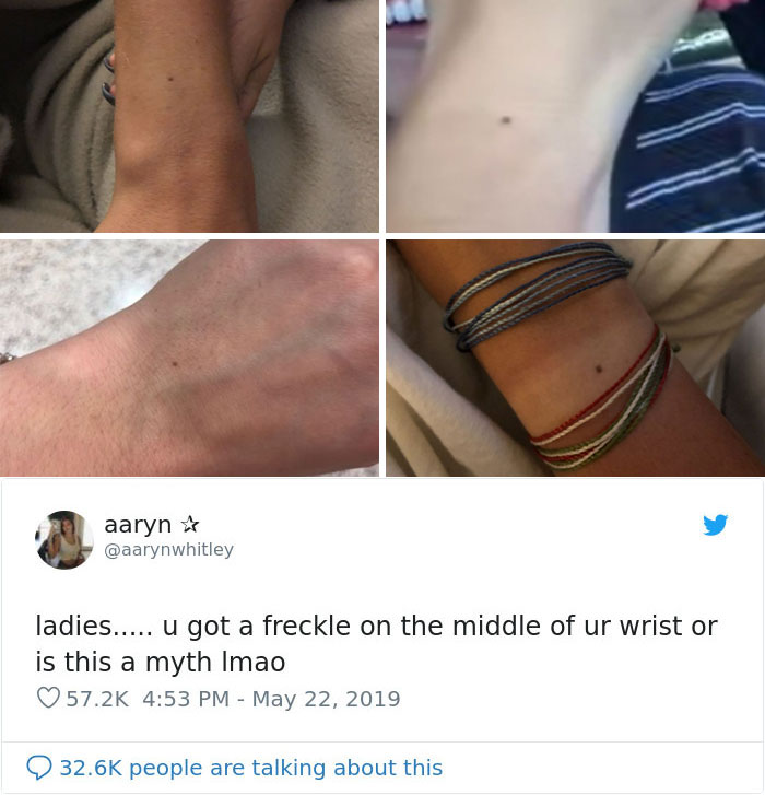 Someone Claims All Women Have A Freckle In The Middle Of Their Wrists, And People Start Freaking Out (23 Pics)