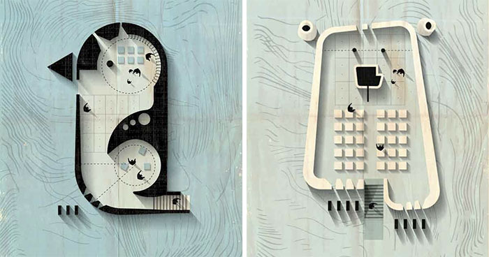 “Planimal”: 25 Architectural Spaces Reimagined As Animals By Federico Babina