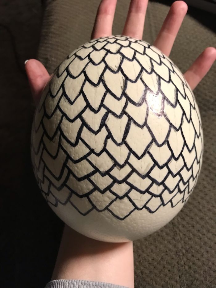 I Carved An Ostrich Egg Into A Game Of Thrones Dragon Egg Light