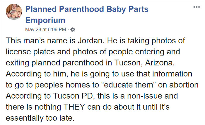 Guy Takes Pictures Of Car License Plates Outside Planned Parenthood To Later ‘Educate’ Women At Their Homes Guy Takes Pictures Of Car License Plates Outside Planned Parenthood To Later ‘Educate’ Women At Their Homes
