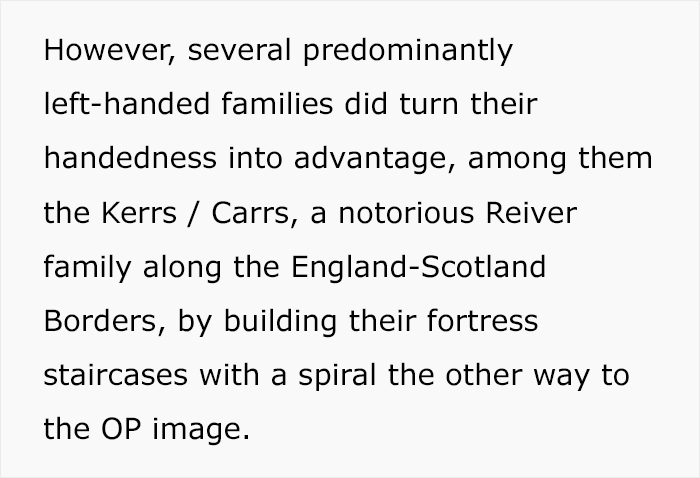 Someone Illustrates Why Stairs In Castles Were Spiral And Why Left-Handed Knights Were Physically Unable To Joust