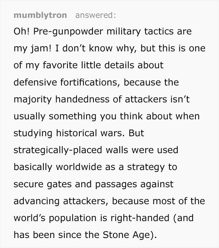 Someone Illustrates Why Stairs In Castles Were Spiral And Why Left-Handed Knights Were Physically Unable To Joust